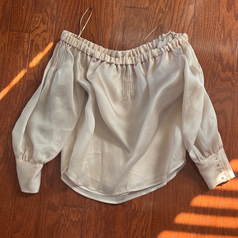 J. Crew Cream Off-Shoulder Blouse